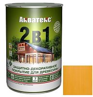 Покрытие алкидное защитно-декоративное для древесины Акватекс 2 в 1 полуматовое Калужница 0,8 л