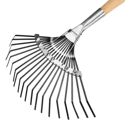 Грабли веерные стальные, 385 х 1450 мм, 20 плоских зубьев, деревянный черенок, Сибртех фото 3 Грабли веерные стальные, 385 х 1450 мм, 20 плоских зубьев, деревянный черенок, Сибртех фото 3