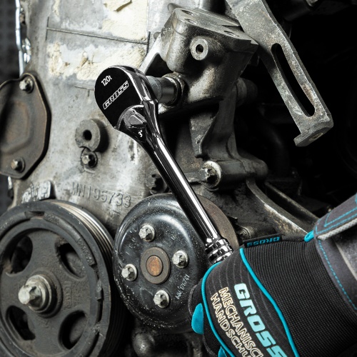 Ключ-трещотка 1/2", CrV, 120 зубьев, цельнометаллический, хром Gross фото 10