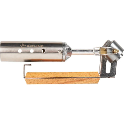 Горелка газовая на резьбовой баллон Airline ручной поджиг, сопло D31x90 мм, анти-вспышка, деревянная складная ручка ADGT024 фото 3