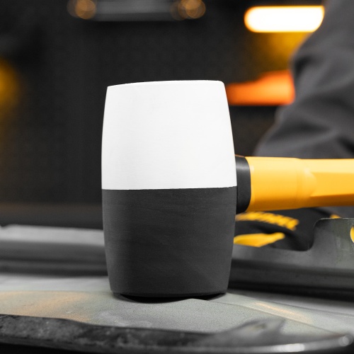 Киянка резиновая, 680 г, черно-белая, фибергласовая рукоятка c TPR покрытием Denzel фото 8