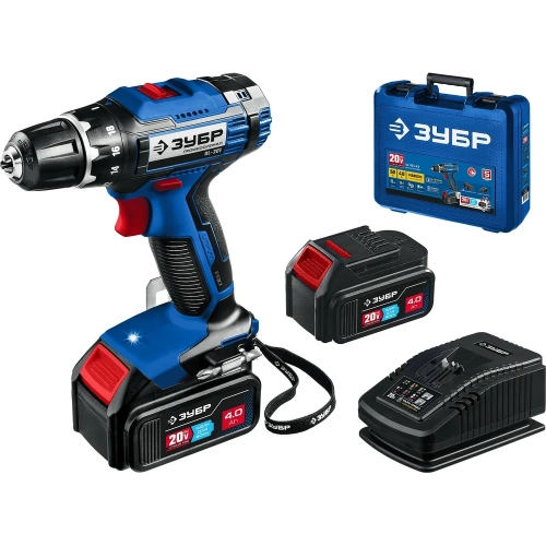 Дрель-шуруповерт ЗУБР Профессионал 20В, 2 АКБ 4Ач, в кейсе DL-201-42