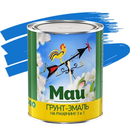 Грунт-эмаль по ржавчине Май 3 в 1 голубая 1,9 кг Грунт-эмаль по ржавчине Май 3 в 1 голубая 1,9 кг