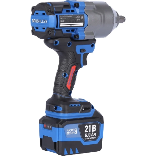 Гайковерт аккумуляторный NORDBERG 1/2, 21В, 1500 Нм с двумя 6A аккум. и зар. уст-вом, в кейсе NE806K-1/2 фото 7