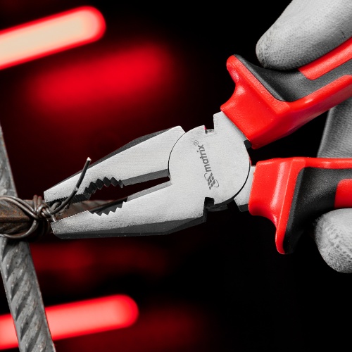 Плоскогубцы Nickel, никелированные 200 мм, двухкомпонентные рукоятки Matrix фото 9