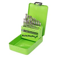 Набор сверл по металлу, 1-10 мм, (через 0.5 мм +3.2 и 4.8 мм) HSS 21 шт, металлический бокс, цилиндрический хвостовик Сибртех