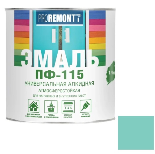 Эмаль Proremontt ПФ-115 RAL 6027 мятная 1,9 кг Эмаль Proremontt ПФ-115 RAL 6027 мятная 1,9 кг