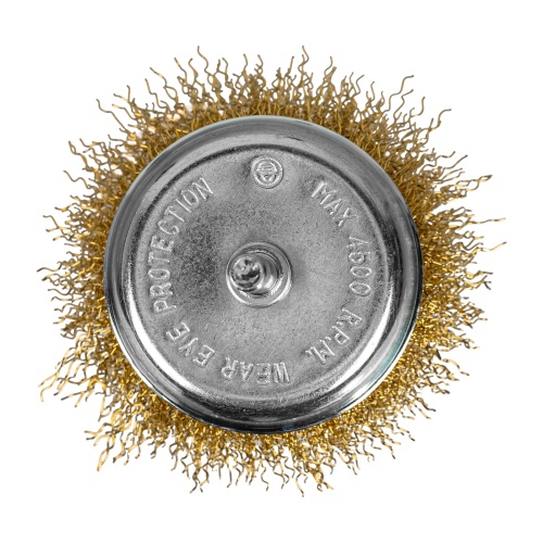 Щетка для дрели, 75 мм, "чашка" со шпилькой, латунированная витая проволока Matrix фото 2