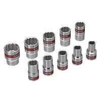 Набор торцевых головок, 1/2", 12 гранные, CrV, 10-24мм, 10 штук Matrix