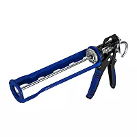 Пистолет для герметика КОБАЛЬТ 310 мл, полукорпусной, поворотный, усиленный, толщ.стенок 1.8 мм, алюм. прорез. рук-ки, усилие 16:1 () 924-108