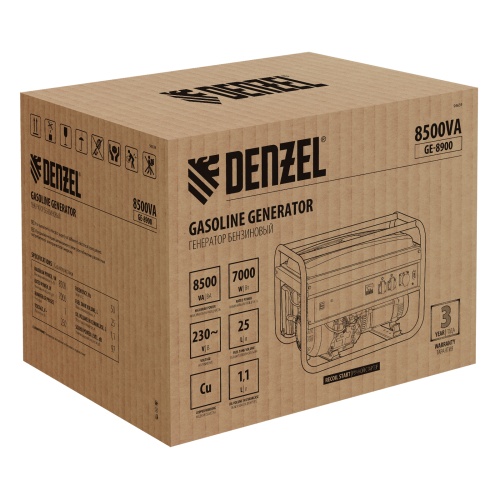 Генератор бензиновый GE 8900, 8.5 кВт, 220 В/50 Гц, 25 л, ручной старт Denzel фото 5 Генератор бензиновый GE 8900, 8.5 кВт, 220 В/50 Гц, 25 л, ручной старт Denzel фото 5