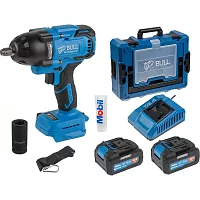 Аккумуляторный ударный гайковерт BULL SC 1807 Xcase, XLTpro, бесщеточный, 18 В, 750 Н*м, 1/2, 2x4 А*ч, з/у 4 А 1329723