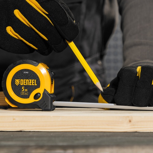 Рулетка 5м х 25мм, двухкомп. корпус, кнопка-пауза Denzel фото 11
