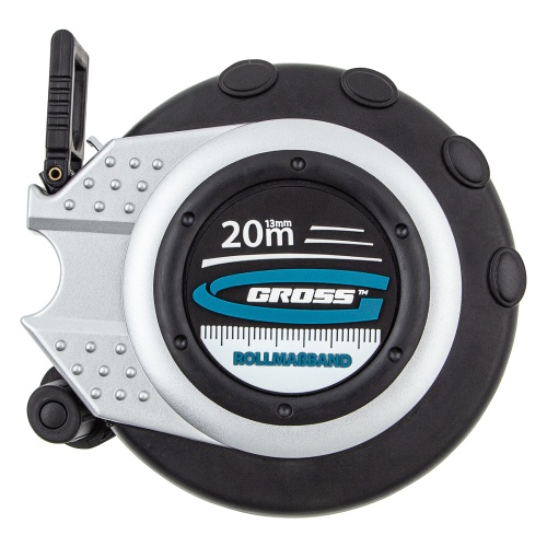 Рулетка геодезическая 20 м х 13 мм, закрытый корпус, металлическая лента, нейлон Gross фото 3
