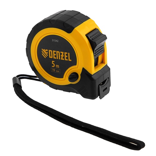 Рулетка 5м х 19мм, двухкомп. корпус, кнопка-пауза Denzel фото 5