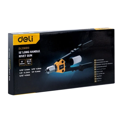 Двуручный заклепочник DELI DL236913 330мм, носовая часть из хромомолибденовой стали, сменные насадки 2,4–3,2–4,0–4,8–6,4 мм 98414 фото 6