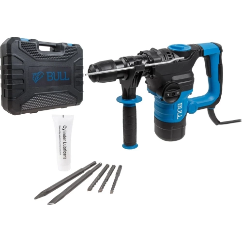 Перфоратор BULL BH 3202 в чем. 1500 Вт, 6,5 Дж, 32 мм, 2 реж. + 2 зуб., 3 сверла, SDS-plus 1325783