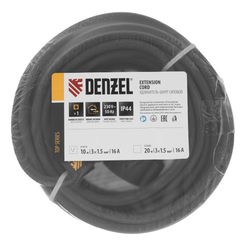 Удлинитель-шнур силовой Top Series, КГТТ, 10 м, 1 розетка, 3 x 1,5 мм Denzel фото 7