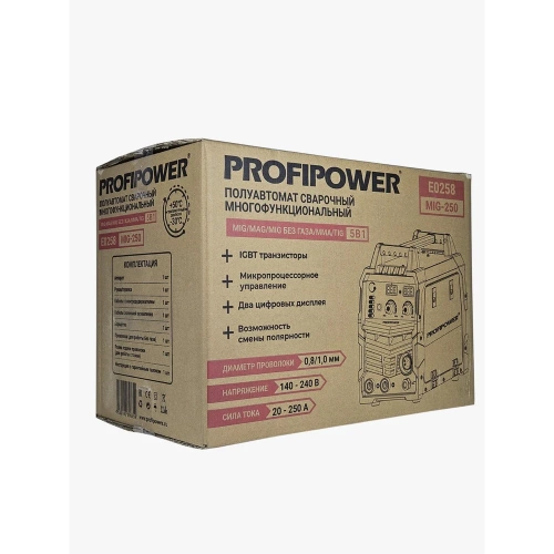 Полуавтомат сварочный многофункциональный Profipower MIG-250 5 в 1 (MIG/MAG//MIG NO GAS/ММА/TIG) E0258 фото 11 Полуавтомат сварочный многофункциональный Profipower MIG-250 5 в 1 (MIG/MAG//MIG NO GAS/ММА/TIG) E0258 фото 11