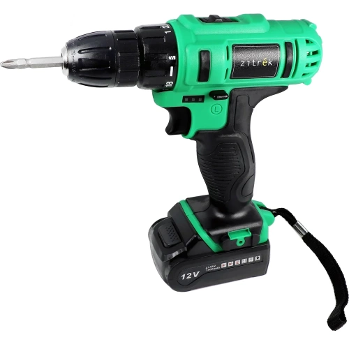 Аккумуляторная дрель-шуруповерт Zitrek Greenpower 12-Li (12В, Li-ion аккумулятор 2шт, ЗУ, кейс, бита) 063-4074 фото 3