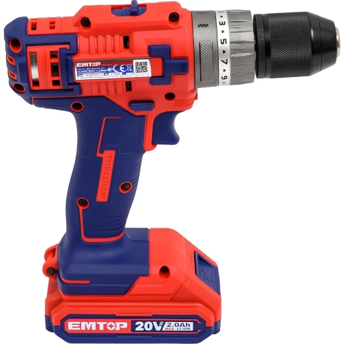 Аккумуляторная ударная дрель-шуруповерт emtop 20 В, скорость холостого хода: 0-400/0-1500 об/мин, максимальная частота ударов: 22500 об/мин ECIDL6200128 фото 4 Аккумуляторная ударная дрель-шуруповерт emtop 20 В, скорость холостого хода: 0-400/0-1500 об/мин, максимальная частота ударов: 22500 об/мин ECIDL6200128 фото 4