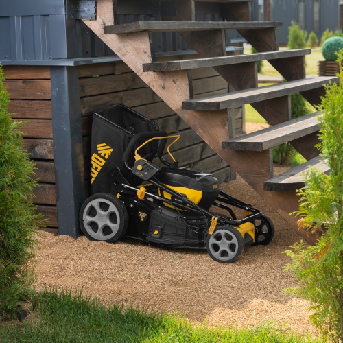 Газонокосилка аккумуляторная бесщет. DLM-460, 460 мм, травосб. 65 л., Li-Ion, 40 В Denzel фото 36