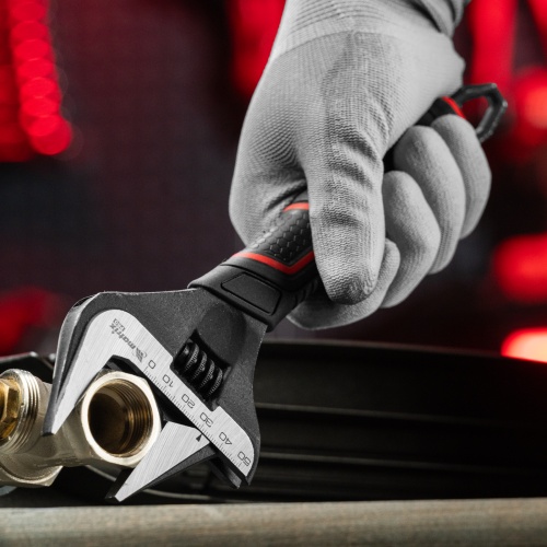 Ключ разводной, тонкие губки, фосфатированный, двухкомпонентная рукоятка, 250 мм, PRO Matrix фото 6