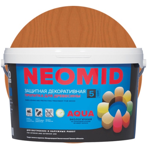 Пропитка для древесины Neomid Bio Color Aqua Кедр 9 л Пропитка для древесины Neomid Bio Color Aqua Кедр 9 л