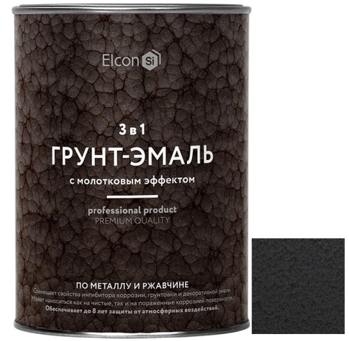Грунт-эмаль Elcon Smith 3 в 1 с молотковым эффектом чёрная 0,8 кг