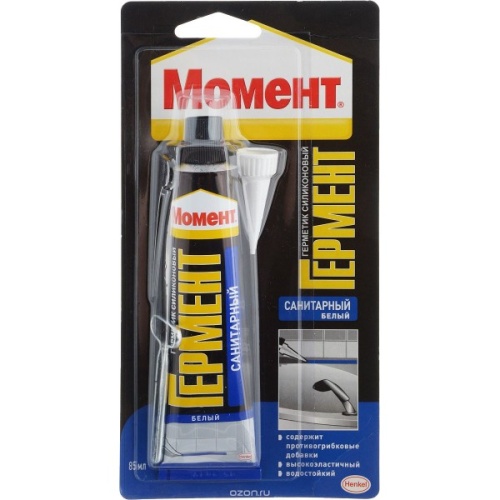 Герметик силиконовый "Момент Гермент", санитарный, цвет: белый, 85 мл