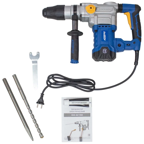 Перфоратор электрический Redbo RHD-40/1900 (SDS-мах, 1900Вт; 10Дж; 40мм, пика, сверло, кейс) 39832 фото 9
