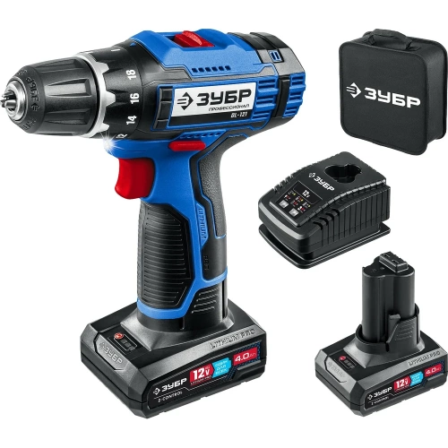 Дрель-шуруповерт ЗУБР Профессионал 12 В, 2 АКБ, в сумке DL-121-42
