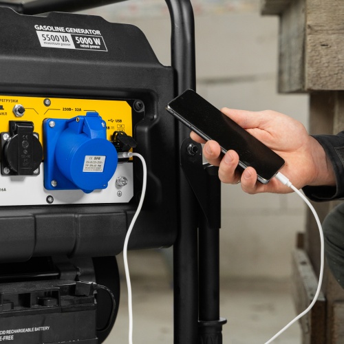 Генератор бензиновый PS 55 EA, 5.5 кВт, 230 В, 25 л, коннектор автоматики, электростартер Denzel фото 17 Генератор бензиновый PS 55 EA, 5.5 кВт, 230 В, 25 л, коннектор автоматики, электростартер Denzel фото 17