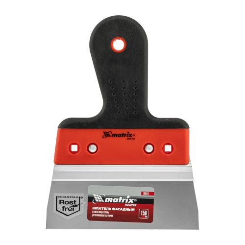 Шпатель фасадный из нержавеющей стали, 150 мм, узкое полотно, двухкомпонентная ручка Matrix фото 5