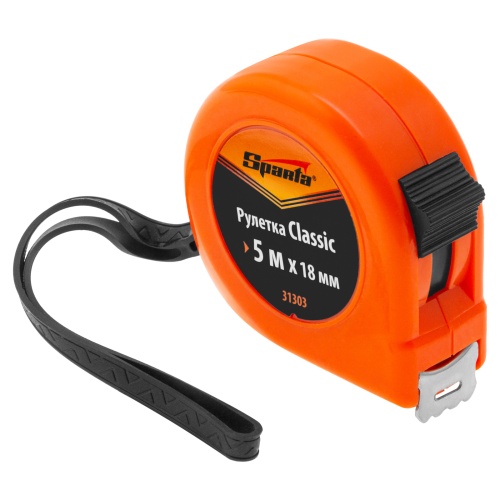 Рулетка Classic,5 м х 18 мм,пластиковый корпус Sparta Рулетка Classic,5 м х 18 мм,пластиковый корпус Sparta
