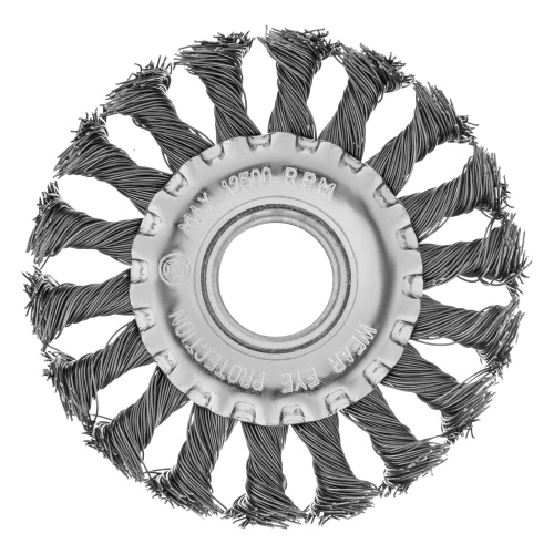 Щетка для УШМ 100 мм, посадка 22.2 мм, плоская, крученая проволока 0.5 мм Matrix фото 2