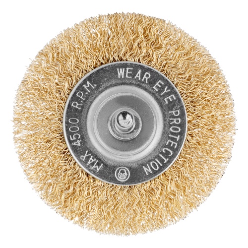 Щетка для дрели, 75 мм, плоская со шпилькой, латунированная витая проволока Matrix фото 3