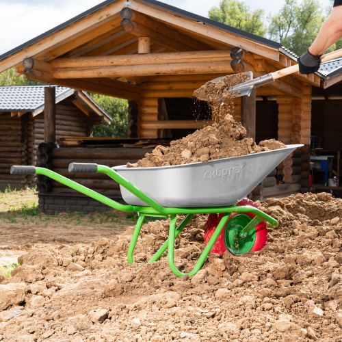 Тачка садово-строительная с PU колесом, грузоподъемность 180 кг, объем 90 л Сибртех фото 14