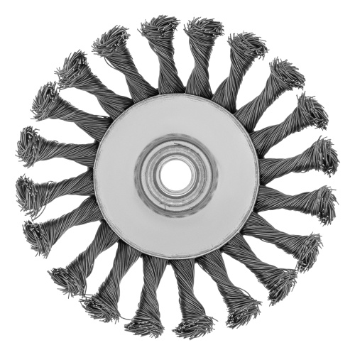 Щетка для УШМ, 125 мм, М14, "тарелка", крученая проволока 0.5 мм Matrix фото 4