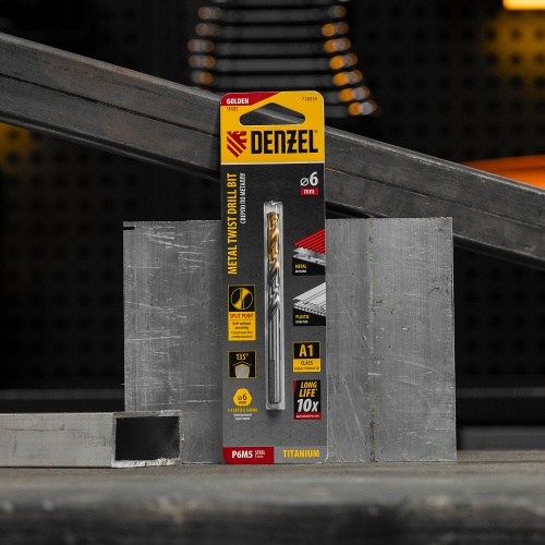 Сверло спиральное по металлу 6 x 93 мм, Р6М5, Golden Tip  Denzel фото 7