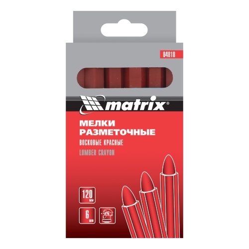 Мелки разметочные восковые красные, 120 мм, коробка 6 шт Matrix фото 5