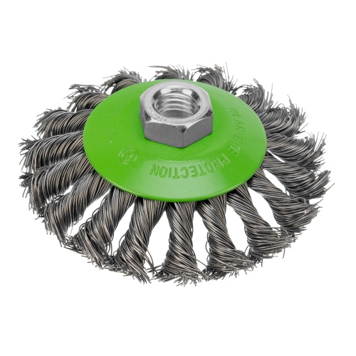 Щетка для УШМ, 100 мм, М14, "тарелка", крученая металлическая проволока Сибртех