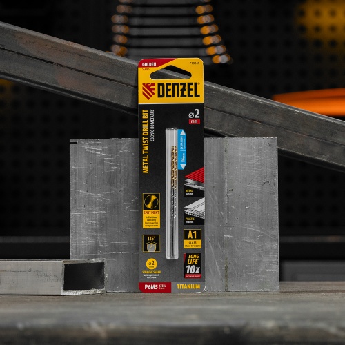 Сверло спиральное по металлу 2 х 86 мм Р6М5, Golden Tip, удлиненное, 2шт. Denzel фото 7