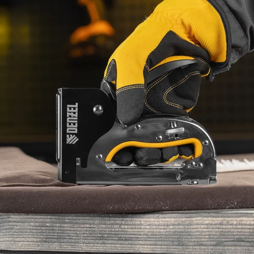 Степлер металлический Denzel скобы в комплекте, плавная регулировка удара, 2К рукоятка, тип 53, 4-14 мм 40223 фото 11 Степлер металлический Denzel скобы в комплекте, плавная регулировка удара, 2К рукоятка, тип 53, 4-14 мм 40223 фото 11