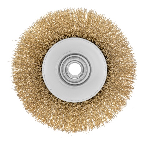 Щетка для УШМ, 115 мм, М14, "тарелка", латунированная витая проволока Matrix фото 4