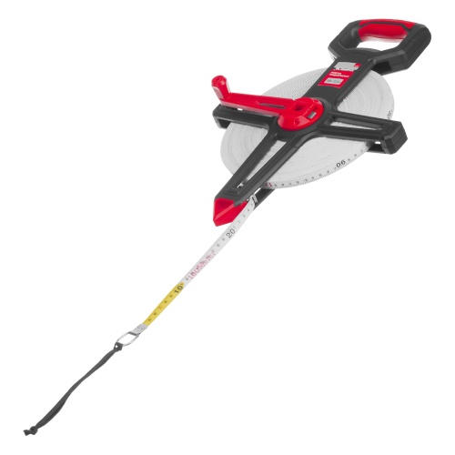 Рулетка геодезическая 100 м х 12,5 мм, открытый корпус, фиберглассовая лента Matrix фото 3