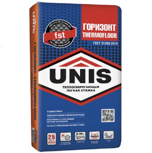 Стяжка пола Unis Горизонт Termofloor легкая 20 кг