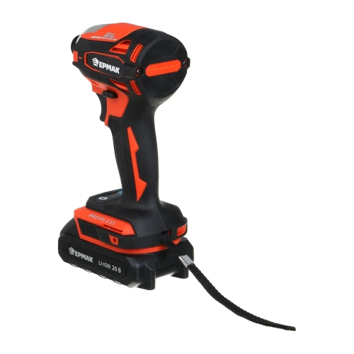 Импакт винтоверт ударный ЕРМАК бесщёточный, 20В, 2Ач, 230Нм 691-052 фото 5 Импакт винтоверт ударный ЕРМАК бесщёточный, 20В, 2Ач, 230Нм 691-052 фото 5