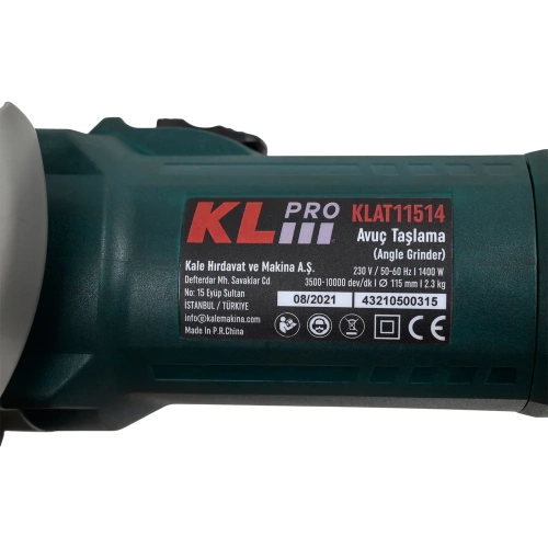 Шлифовальная угловая машина KLPRO с регулируемой скоростью 1400 Вт, 115 мм 12051 KLAT11514 фото 8