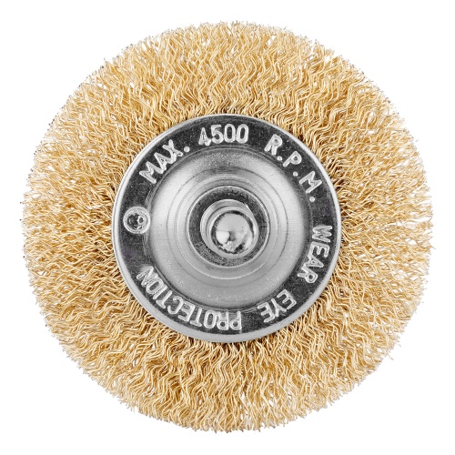 Щетка для дрели, 60 мм, плоская со шпилькой, латунированная витая проволока Matrix фото 3